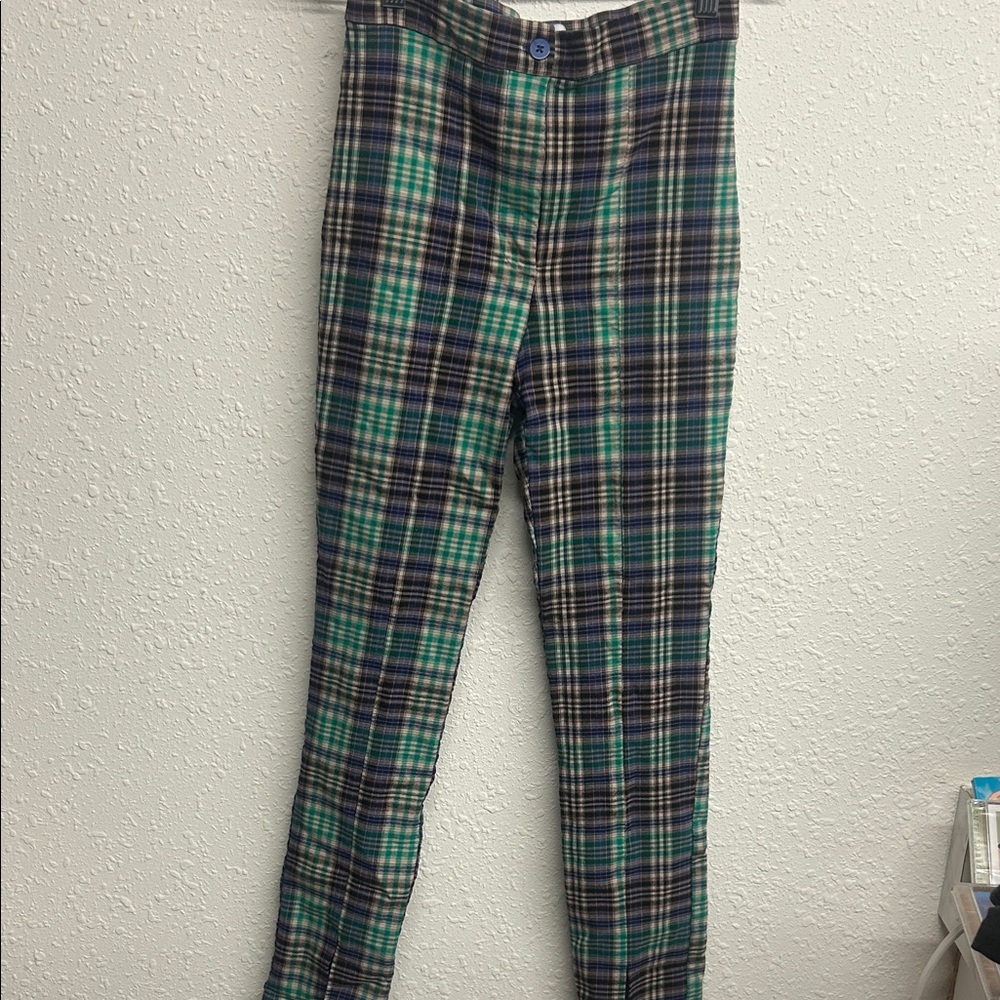 Urban Outfitters Plaid Ankle Pants - Green and Blue